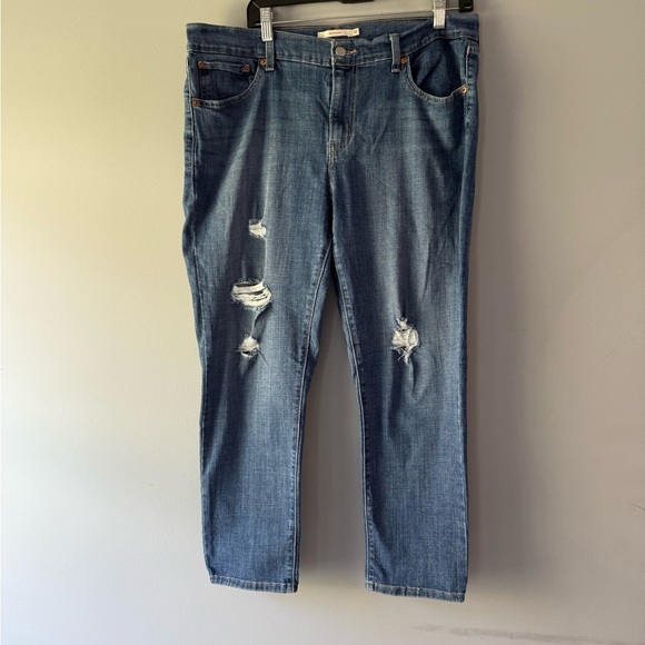 Levi’s Boyfriend Jeans – Distressed Medium Wash, Size 32 - Picture 1 of 5